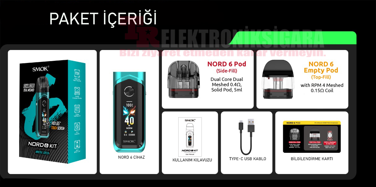 Smok Nord 6 80W Pod Kit Elektronik Sigara