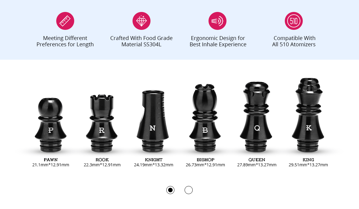 KIZOKU Chess Series 510 Drip Tip Silver