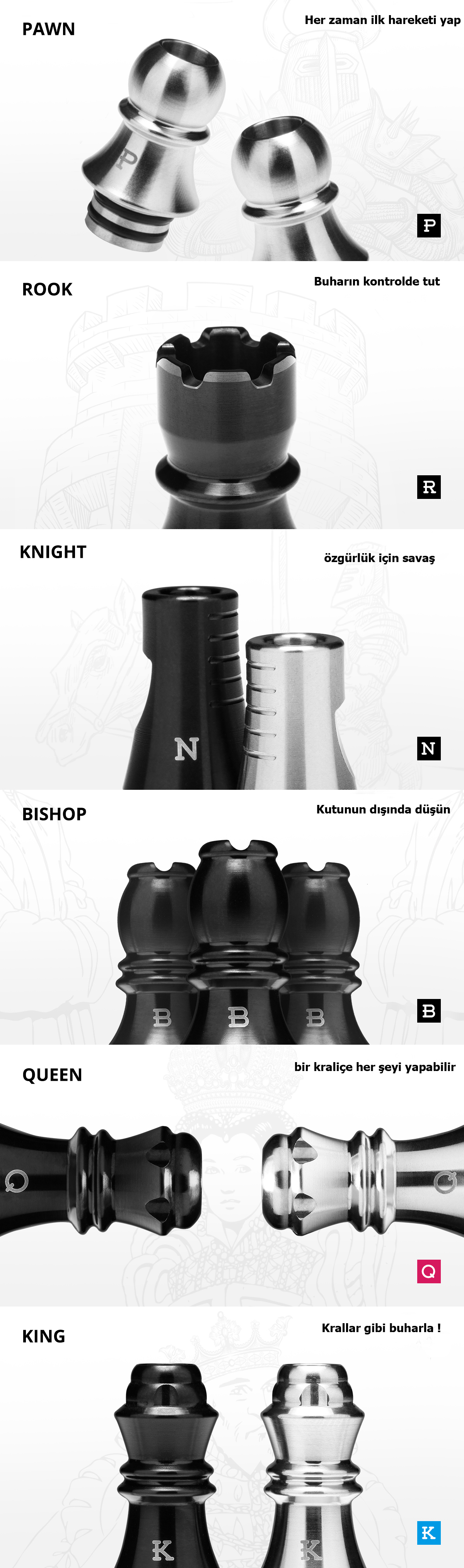 KIZOKU Chess Series 510 Drip Tip Silver