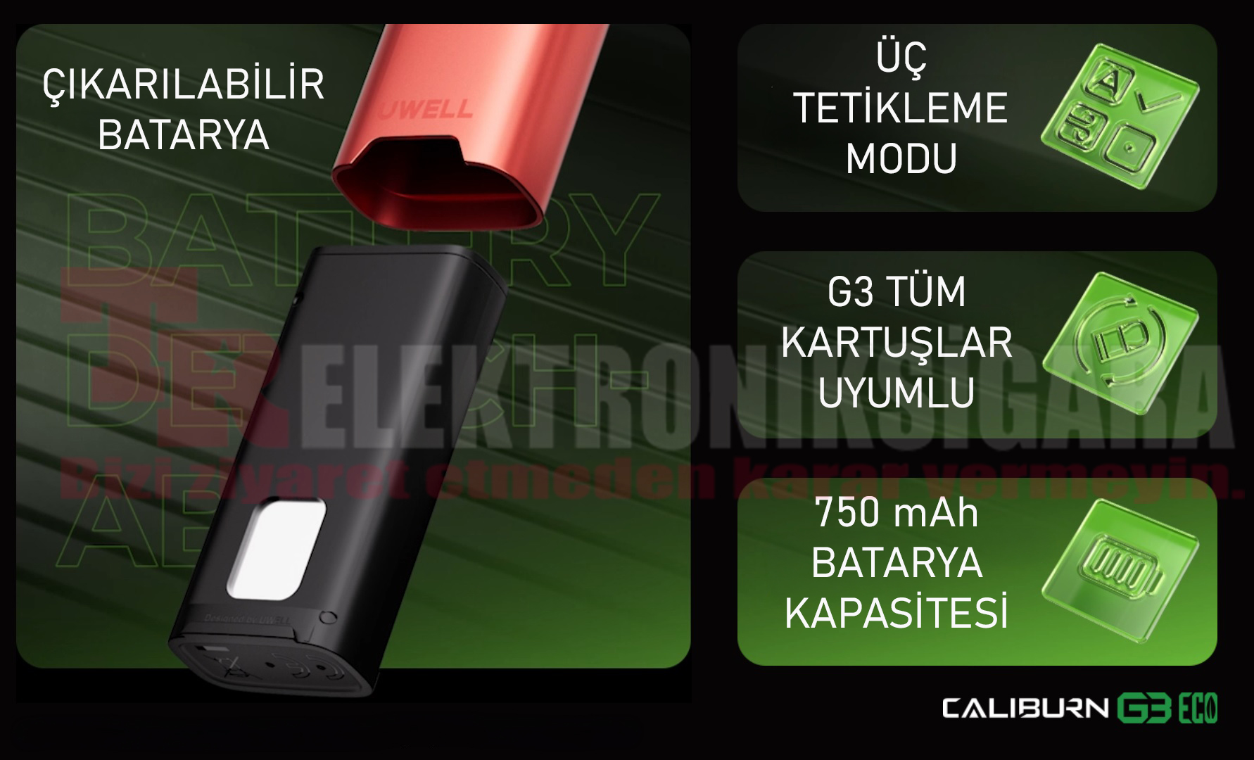 Uwell Caliburn G3 25W Pod Mod E-Cigarette