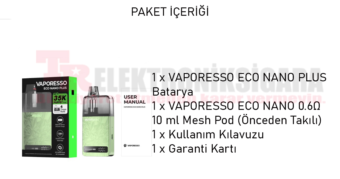 Vaporesso Eco Nano Plus Pod Kit Elektronik Sigara 1400mAh