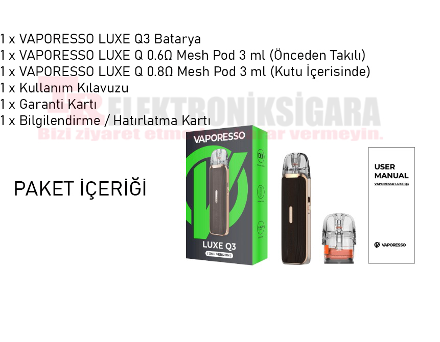 Vaporesso LUXE Q3 Pod Kit Elektronik Sigara 1450mAh