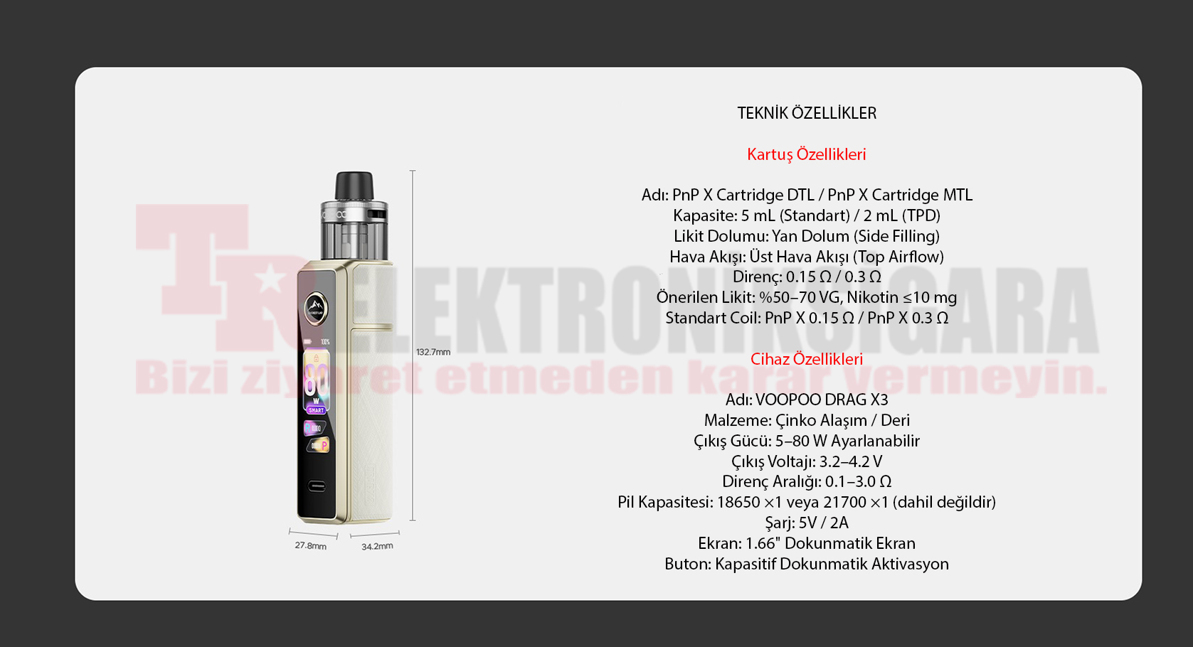 Voopoo Drag X3 Kit 80W Pod Mod Electronic Cigarette